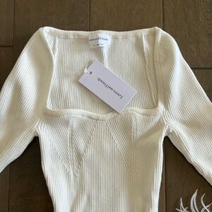 Lovers and Friends White feathered Ribbed Top